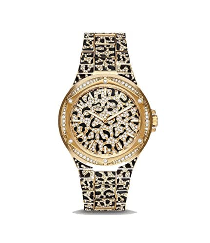 Image of Michael Kors Lennox Watch for Women, Gold Tone Quartz Three Hand Movement with Stainless Steel Strap