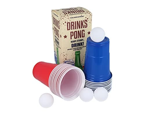 Image of HENBRANDT Beer Pong Game Set 24-Piece Set 16oz Blue and Red Plastic Cups Pong Game Bar Games for Students Birthday Parties Hen Party Stag Do Summer Fun Drinking Game Games for Adults