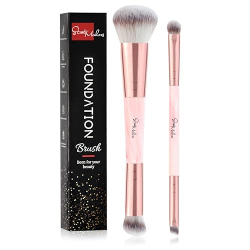 Image of Foundation Brush Start Makers 2 pcs Dual-ended 2-in-1 Kabuki Makeup Brushes For Buffing, Blending, Sculpting, Highlight, Contouring