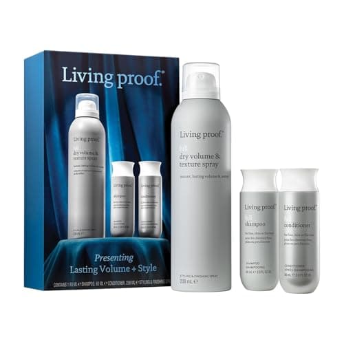 Image of Living Proof Volume + Style Limited Edition Hair Gift Set | Dry Volume & Texture Spray + Travel Size Full Shampoo & Conditioner | 2x vVolume, Instant Texture + Heat Protection up to 210°C