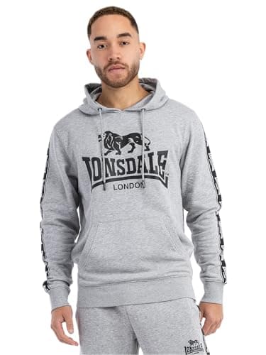 Image of Lonsdale Men's Scousburgh Hoodie, Marl Grey/Black/White, M