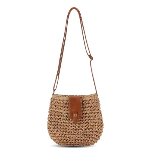 Image of GWAWG Straw Crossbody Bags With Large Capacity For Ladies,Small Handbags And Purses, Crochet Beach Bag Hobos And Shoulder Bags With Beach Stroll,Island Vacation,Park Walk, Coastal Cycling In Holiday