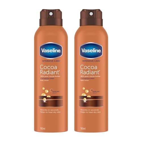 Image of Vaseline Spray & Go Body Moisturiser (2 x 190ml) Cocoa Radiant - Non-greasy