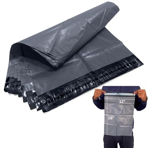 Image of JeeJaan® 500 Pcs of Grey Parcel Bags 12" x 16" - (305 x 405mm) Courier Mailer Plastic Parcel Envelopes Durable Packaging Shipping Bags Waterproof and Tear-Proof Postal Mailer Courier Bag