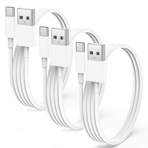 Image of USB Type C Charger Cable 1m 3A Fast Charge, 3 Pack USBA to USBC Car Charging Cable 1m, Quick Charge 3.0 USB Type C Charger Wire White for iPhone 16 15, Samsung Galaxy, Google Pixel, Huawei, Xiaomi