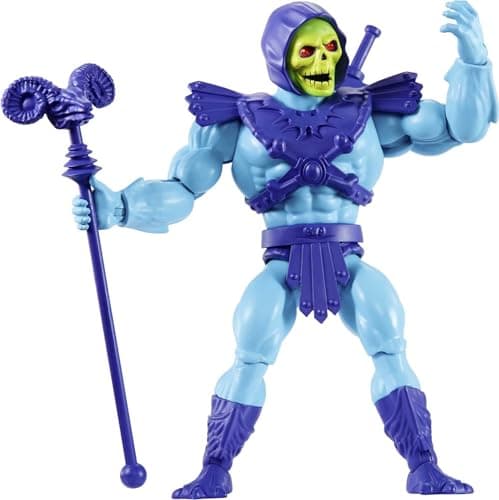 Image of Masters of the Universe Origins Action Figure Skeletor, 5.5 Inch 1980s MOTU TV Villain, Detailed Design with Harness, Havoc Staff & Sword, JNP98