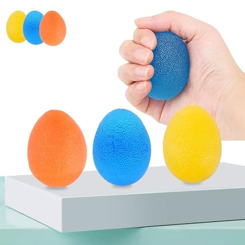 Image of BAOWUABJ Grip Strengtheners Set - 3 Pcs Gel Hand Balls for Hand Therapy, Finger & Wrist Exercise, Arthritis Relief & Stress Reduction - Blue, Yellow & Orange (3 colors egg)