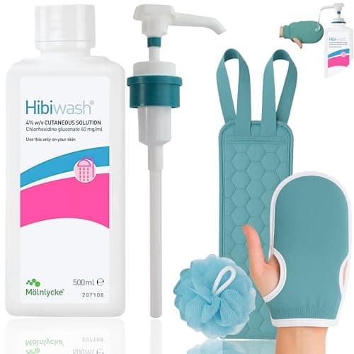 Image of Hibiscrub now Hibiwash Complete Kit - Hibiwash 500ml Antibacterial Body Wash, Pump for Hibi scrub & 3 piece Microfibre Wash Set for gentle cleansing - (Also known as Hibiclens or Hibiscrub)