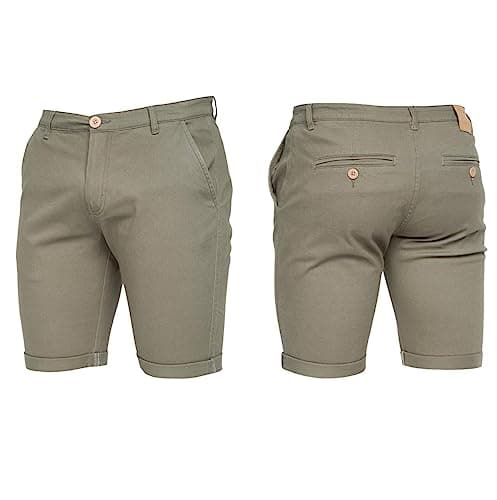 Image of Crosshatch Mens Stretch Slim Fit Chino Shorts with Pockets for Summer, Holiday, Golf by Jeanbase Khaki 32