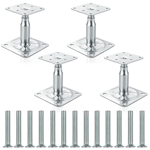 Image of 4PCS 100-150mm Galvanised Adjustable Elevated Post Base Support, Heavy Duty Roof Support for Building