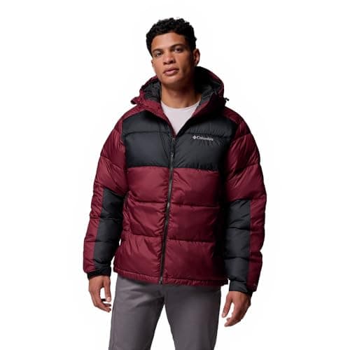 Image of Columbia Men's Pike Lake 2 Hooded Jacket, Hooded Puffer Jacket, Rich Wine, Black, L