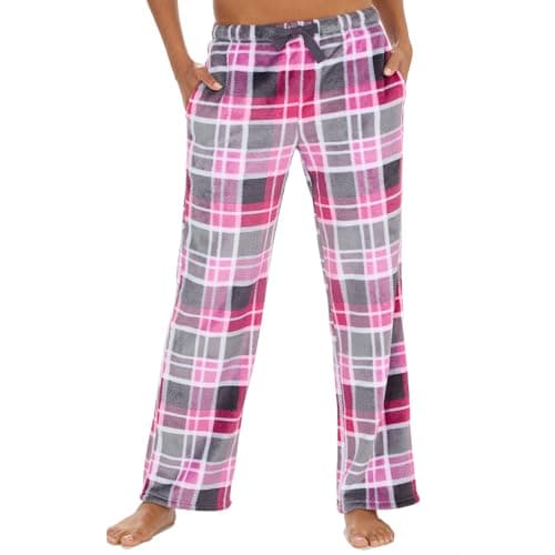 Image of Undercover Ladies Soft Fleece Lounge Pants 34B2013 Pink/Grey Check L