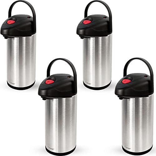 Image of 5L 5000ml Air-Pot Flask Hot Cold Tea Coffee Drinks Stainless Steel Air Pot Pump Action Vacuum Flask Flasks (Set of 4 Airpot)
