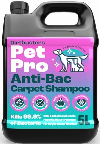 Image of Dirtbusters Pet Pro Antibacterial Carpet Cleaner Solution (5L) Kills 99.99% Of Bacteria, Powerful Shampoo To Remove Soiling & Neutralise Pet Odour, Urine & Stains, Wool Safe