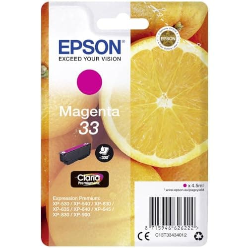 Image of Epson 33 Magenta Oranges, Genuine, Claria Premium Ink, Standard Capacity