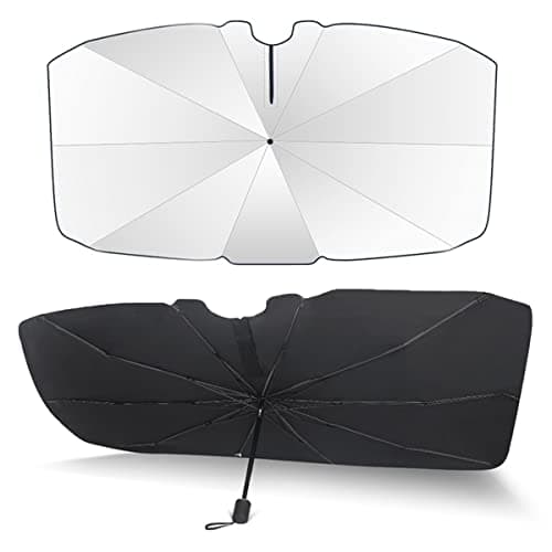 Image of Muross Car Windshield Sun Shade Umbrella 360° Rotation Foldable Front Windscreen Sun Shade Protector 57x31 Inch Universal Windshield Sunshade Umbrella Block Cover for Cars Trucks SUVs