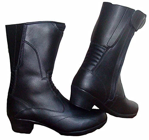 Image of RKsports X4105 Black Leather Motorbike Motorcycle Bike Ladies Women Heel Boots (UK, numeric_5)