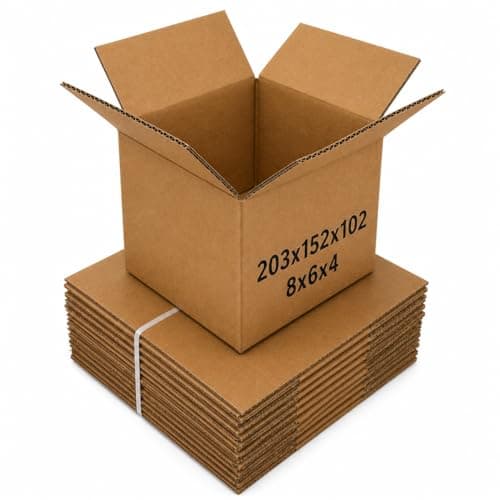 Image of 25 Boxes of 8x6x4 Inch Small Cardboard Boxes Pack of 25 | Single Wall Shipping Boxes, Mailing & Postal Boxes | Strong Corrugated Packing Boxes for Moving, Storage, Royal Mail Small Parcel