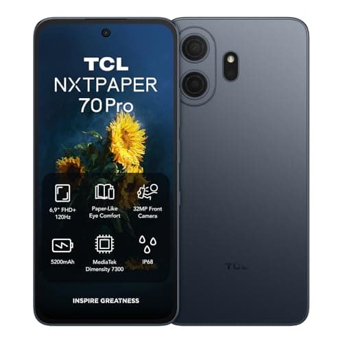 Image of TCL NXTPAPER 70 Pro 5G smartphone 6.9" FHD+ 120Hz 8GB+256GB 5200mAh big battery 33W fast charge Anti-glare Anti-blue light display Protect your eyes 50MP OIS+EIS camera, IP68, Dual SIM Stellar Blue