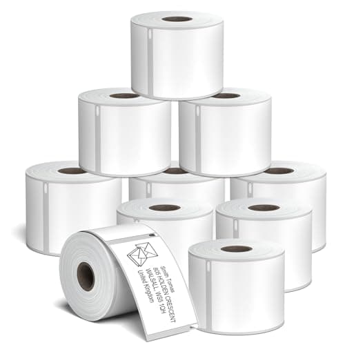 Image of 10 Rolls 99014 54mm x 101mm Large Address Labels Compatible with Dymo S0722430 Self-Adhesive Shipping Mailing Labels for DYMO Label Writer 4XL 450 400 330 320 Twin Turbo Duo, White (220/Roll)
