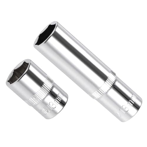 Image of CoCud 6-Point Socket, 3/8" Drive 13mm Deep, Polished Chromed CR-V Metric Deep and Shallow Impact Socket - (Applications: for Ratchet Torque Electric Wrenches Car Repair), 2-Pieces