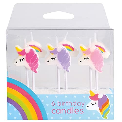 Image of Baked with Love Unicorn Candles, Pink and Purple Unicorns for Cakes and Cupcakes, Pack of 6