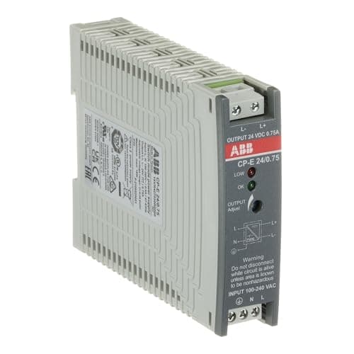 Image of ABB CP-E 24/0.75 Power Supply • In, 100-240V AC Out, 24V DC/0.75A • 24V Power Supply • Power Supply Unit • ABB1SVR427030R0000