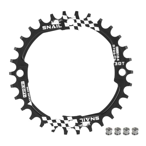 Image of BESNIN Bike Chainring 104 BCD 30T 32T 34T 36T 38T 40T 42T 44T 46T 48T 50T 52T Round Narrow Wide Single Chain Ring for 7 8 9 10 11 12 Speed MTB BMX Road Bike (Black, 30T)