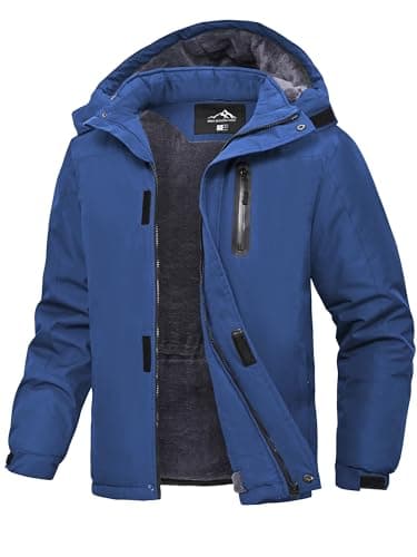 Image of Peakwell Men's Waterproof Ski Winter Jacket Outdoor Windproof Rain Coats Warm Breathbale Hiking Jacket, Denim Blue, M