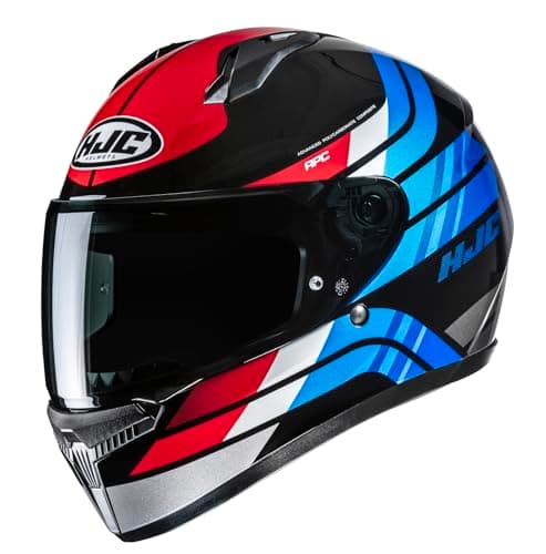 Image of HJC C10 Hiper White Blue Red MC21 Full Face Ece22.06 Rated Motorcycle Helmet (2XL)