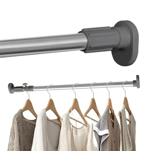 Image of Hershii Expandable Window Shower Curtain Tension Rod Oval Head Clothes Hanging Bar Rail for Closet Wardrobe, No Drilling, 25.4mm Pipe Diameter