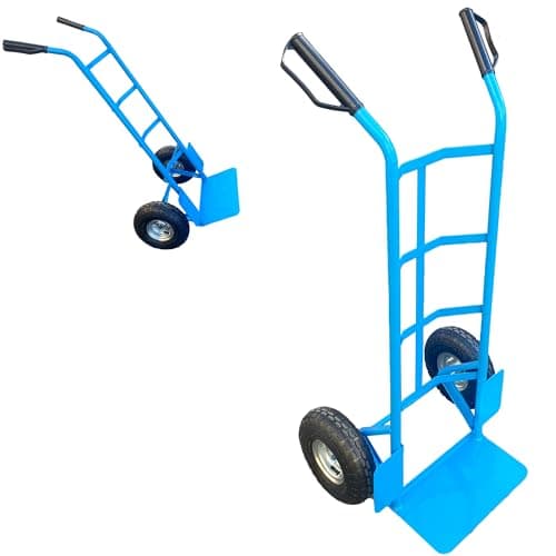 Image of Hand TROLLEY Sack Barrow Truck with Hand Protection on 2 Soft Pneumatic Wheels with Guards Load upto 250kg on High Back Heavy Duty Steel Frame - Sack Truck Platform for Retail, Warehouse, Office, DIY