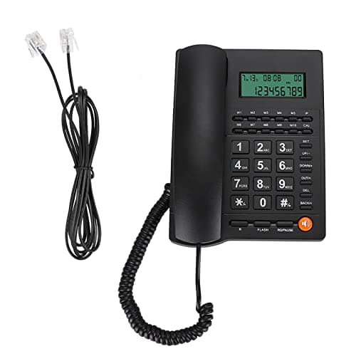 Image of Fockety Corded Phone, Landline Phone with Backlit Display, Big Buttons, Caller ID, Answering System & Adjustable Volume, Desk Corded Telephone for Home, Office, Hotel, Restaurant (Black)