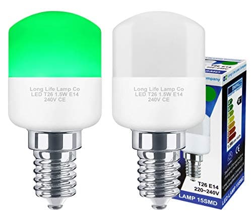 Image of 2 x 1.5w LED Pygmy Light Bulb E14 SES Green Small Appliance Lamp 20w Equivalent