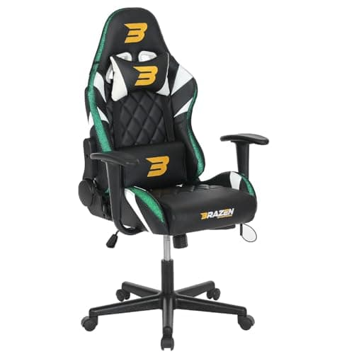 Image of BraZen Vision RGB Junior Gaming Chair for Teenagers Small PC Office Racing Computer Kids Gaming Chair for Kids Junior Teen Video Game Chairs with RGB LED Lights - Black White