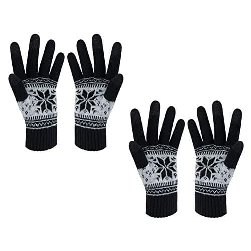 Image of VENI MASEE Winter Lover Snow Print Keep Warm Touch Screen Gloves - Women, A1-womengrey, 20CM