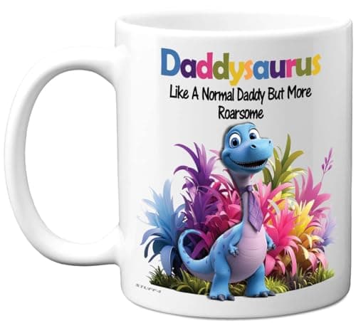 Image of Stuff4 Daddy Gifts - Roarsome Daddysaurus Mug - Happy Birthday Gifts for Daddy from Son Daughter, Dinosaur Father's Day Presents, 11oz Ceramic Dishwasher Safe Premium Mugs