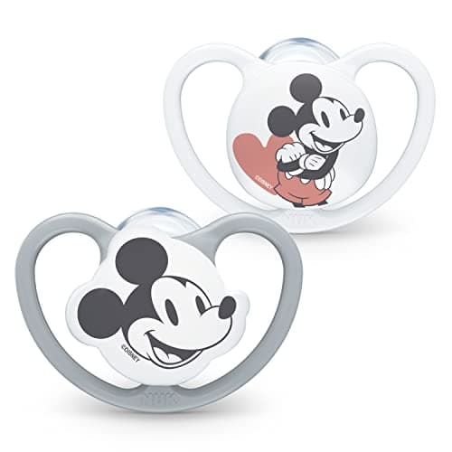 Image of NUK Space Baby Dummy | 6-18 Months | Soothers with Extra Ventilation | BPA-Free Silicone | Mickey Mouse | 2 Count