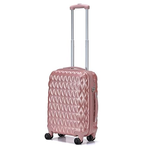 Image of RMW Suitcase Large Hard Shell | Trolley Suitcases | 3 Digit Combination Lock| 4 Dual Spinner Wheels | Lightweight | Hold Check in Luggage | Aluminum Telescopic Handle (Rose Gold, Cabin 20")