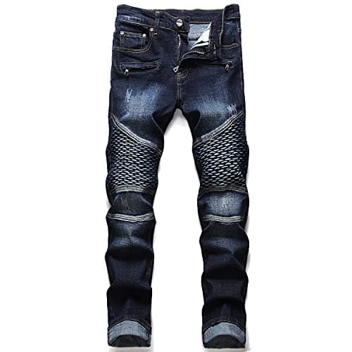 Image of RXXKKK Men's 15XX Moto Biker Slim Fit Stretch Jeans, 1511 Dark Blue, 36