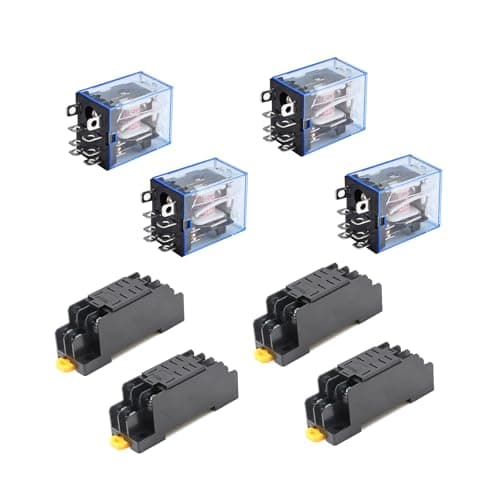 Image of Aideepen 4 pcs LY2NJ relay + socket, AC 220V 10A coil 8-pin 240V power relay DPDT LED lamp