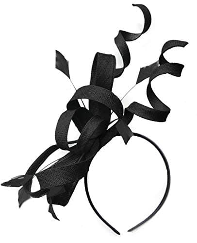 Image of Caprilite Sinamay Headband Swirl Fascinator For Women Wedding Ascot Races (Black)