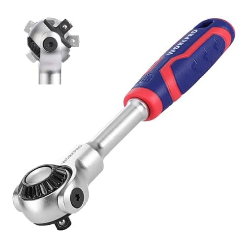 Image of WORKPRO 1/4" Swivel Head Ratchet, 72-Tooth Socket Wrench with 270° Flexible Head and Quick-Release, Reversible Handle for DIY, Automotive & Repair Work