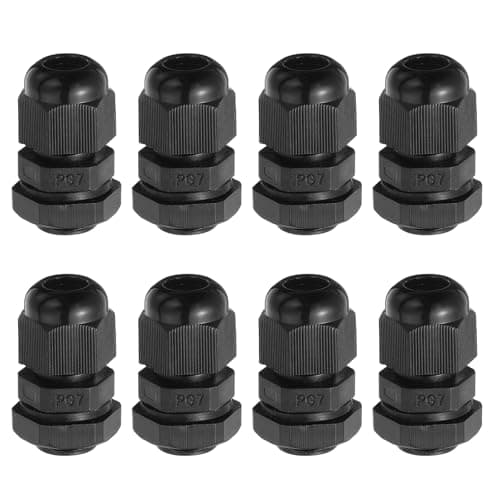 Image of sourcing map 8 Pcs PG7 Cable Gland, 3.5-6.5mm Wire Hole Strain Relief Joint for Cable Fixing, Wiring, Repairing, Gland Replacement, Electrical Appliances, Black