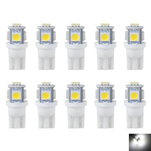 Image of 10 Pcs T10 LED Bulbs White, 501 W5W LED Bulbs, 24V 5050 5SMD 60 Lumens 7000K for Car LED Bulb, Side Light Bulb, Interior Lighting, Dome Dashboard License Plate Lights, W5W 194 168 Compatible