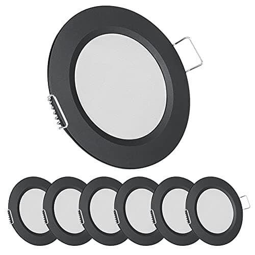 Image of acegoo 12V LED Campervan Recessed Mount Ceiling Light, 2.5W 6 Pack CRI 93 Caravan Boat Downlight Spot Lights for Van Cabin Truck Motorhome Sailboat Under Cabinet Kitchen Bathroom, Black 3000K