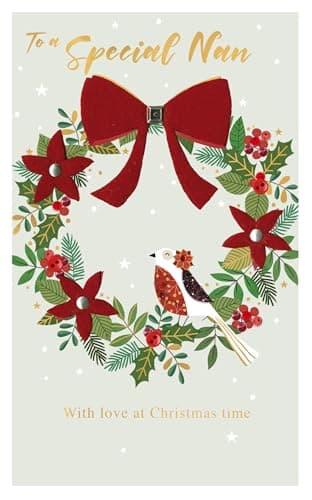 Image of to A Special Nan Felt-Tastic Robin Wreath Hand-Finished Christmas Greeting Card XFTS066