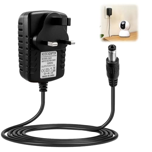 Image of 24V 2A Power Supply Adapter UK 100-240v 50/60hz Universal 5.5x2.5mm Wall Mount Charger for CCTV Monitor LED Strip Lights Electronics Router Speakers Submersible Pumps Sound Bar Black