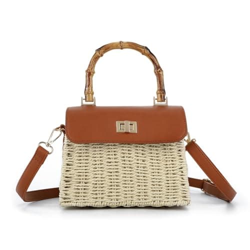 Image of Freiesoldaten Straw Crossbody Bag for Women Chic Rattan Woven Top Handle Handbag Summer Beach Purse for Travel Vacation