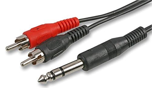 Image of Pro Signal PSG00179 – 6.35 mm (¼) Stereo TRS Jack Plug to 2× RCA Phono Plugs Lead, 2 m, Black